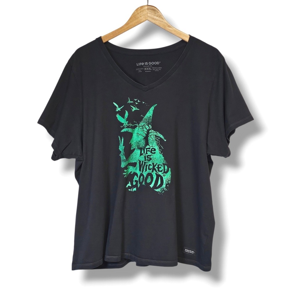 Life is Good Crusher Tee XXXL Womens Grey Wicked Witch Cotton T-Shirt Halloween